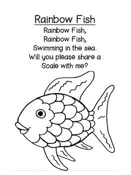rainbow fish poem  shown  black  white