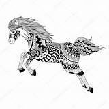 Zentangle Paard Gestileerde Springende Stockillustratie sketch template