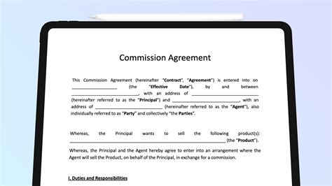 working commission agreement template  editable