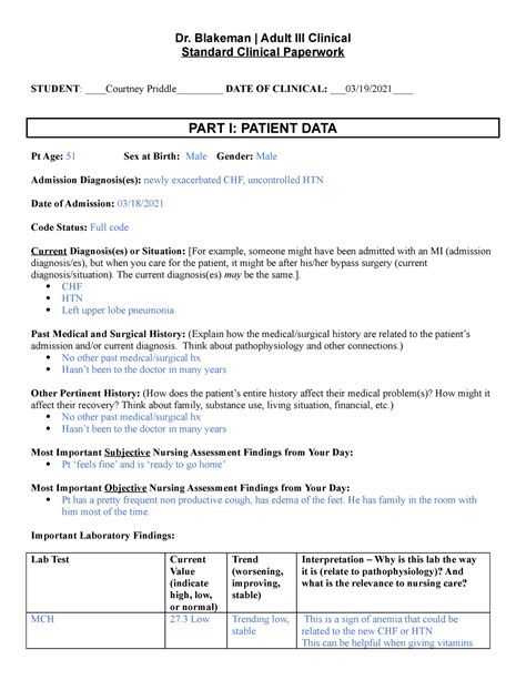 weekly clinical paperwork  dr blakeman adult iii clinical