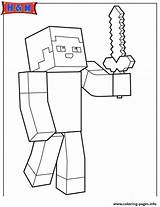 Coloring Sword Minecraft Person Pages Holding Printable Print Color sketch template