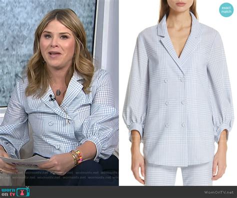 wornontv jenna s blue checked double breasted blouse on today jenna