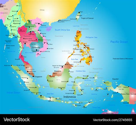 southeast asia map royalty  vector image vectorstock