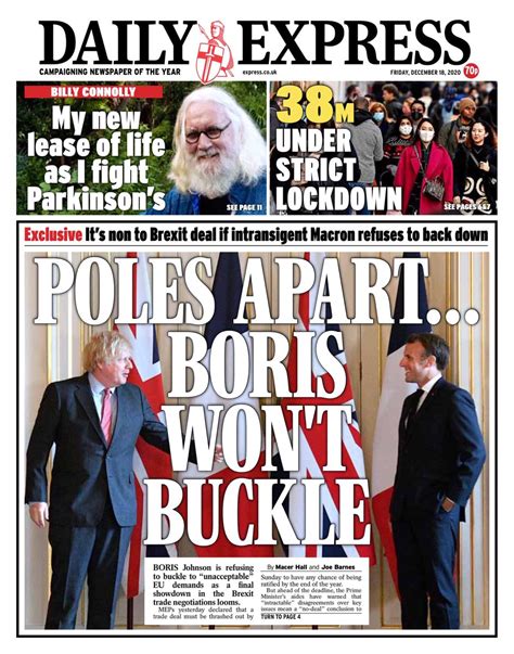 Daily Express Front Page 18th Of December 2020 Tomorrow S Papers Today