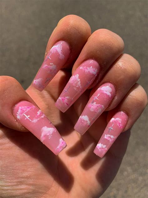 pink cloud acrlyics girly acrylic nails pink acrylic nails pink