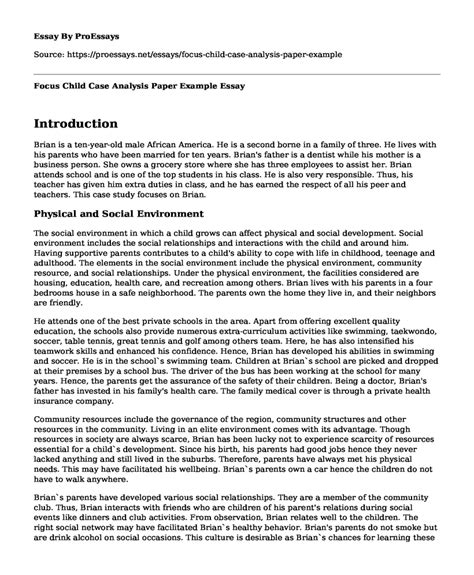 focus child case analysis paper   essay term paper  proessaysnet