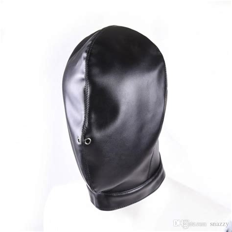 funny black leather bondage hood mask fetish bondage