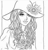 Coloring Adults Pages Girls Adult Beautiful sketch template