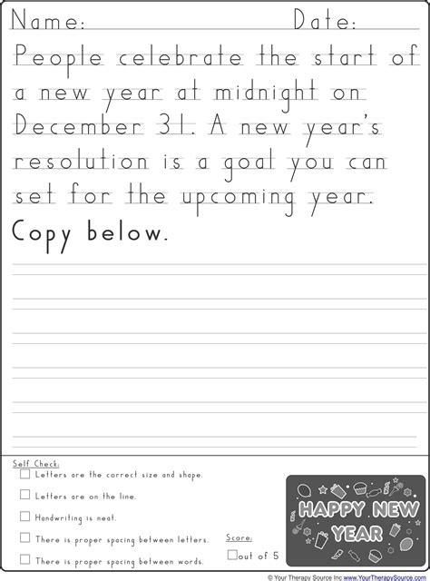 year handwriting practice  httpyourtherapysourcecom