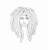 Coloring Dreads Dreadlocks Girl Vector Template Pages Sketch sketch template