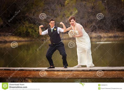 Same Sex Couple Having Fun At Lake Stock Images Image