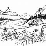 Nature Countryside Landscape Drawing Coloring Paysage Coloriage Pages Printable Coloriages Getdrawings Kb Printablefreecoloring sketch template