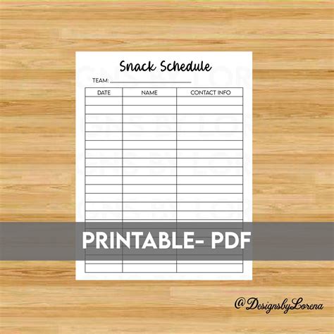 printable snack schedule baseball snack schedule sign  etsy