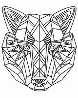 Wolf Animals Coloring Geometric Pages Head Adults Justcolor sketch template