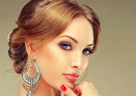 face women lips jewelry blue eyes redhead brunette