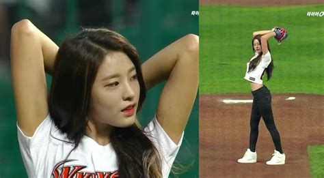 Aoa S Seolhyun Throws First Pitch At Baseball Game Soompi
