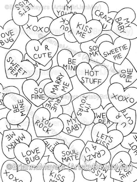 candy hearts coloring page  print valentines