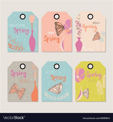 spring floral gift tag design  flowers vector image