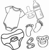 Coloring Baby Pages Cloth Pacifiers Bottles Diapers Toys Accessories sketch template