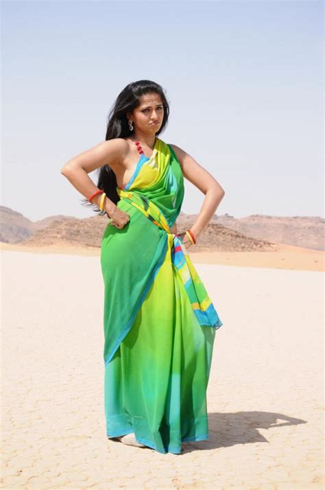 indian cinema actress hot spicy curves of anushka sexy in saree sensuous beauty