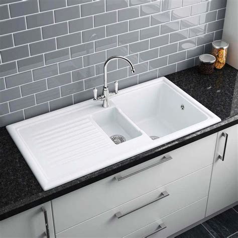 reginox white ceramic  bowl kitchen sink  victorian plumbing uk