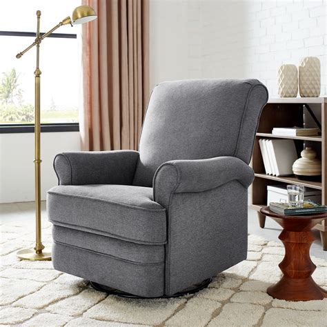 modern essentials bella upholstered glider swivel rocker chair gray