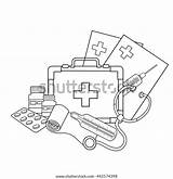 Coloring Medical Instruments Outline Vector Profession sketch template