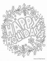 Coloring Christmas Pages Adult Holidays Printable Holiday Happy Colouring Print Kids Beautiful Activities Woojr Adults Sheets Color Book Easy Winter sketch template