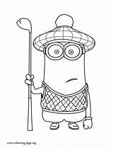 Coloring Minion Despicable Golfer Pages Golf Minions Colouring Golfing sketch template
