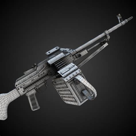 pk machine gun hi res 3d model max obj fbx lwo lw lws ma mb