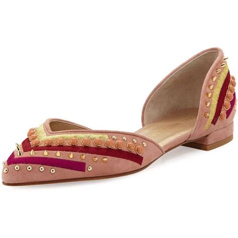 stuart weitzman sugardots embellished suede dorsay flat