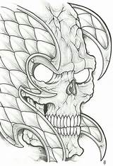 Skull Tattoo Coloring Pages Demon Evil Choose Board Vikingtattoo Drawings sketch template