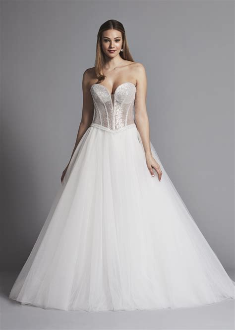 Glitter Strapless Ball Gown Wedding Dress With Corset