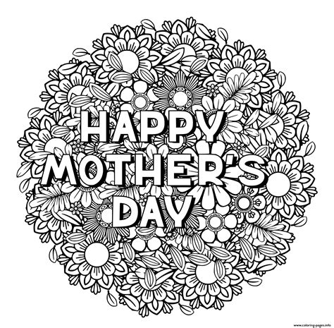 happy mothers day  adult coloring page printable