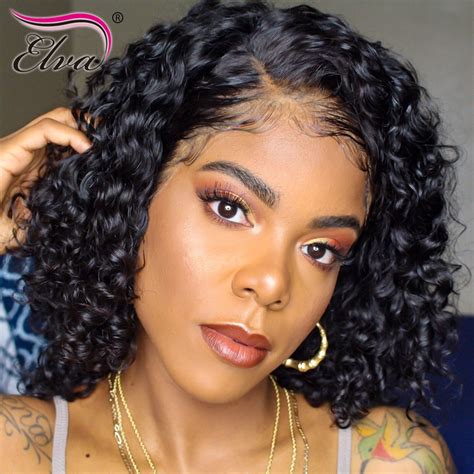 elva short lace front human hair wigs  baby hair  brazilian lace front wig pre plucked