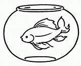 Coloring Fish Bowl Printable Goldfish Pages Popular sketch template