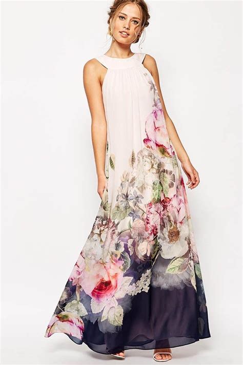Hualong Evening Party Sleeveless White Floral Maxi Dress