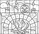 Halloween Coloring Pages Color Number Printable Hard Fall Fireplace Online Numbers Sheets Worksheets Kids Printables Easy Visit sketch template