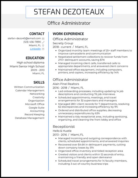 office administrator resume examples built