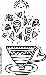 Coffee Coloring Pages Colouring Adult Tea Designs sketch template
