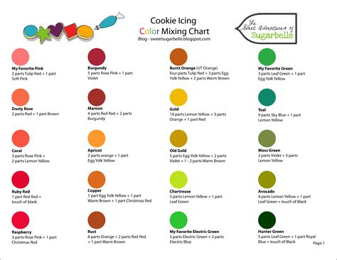 color mixing chart templates  allbusinesstemplatescom