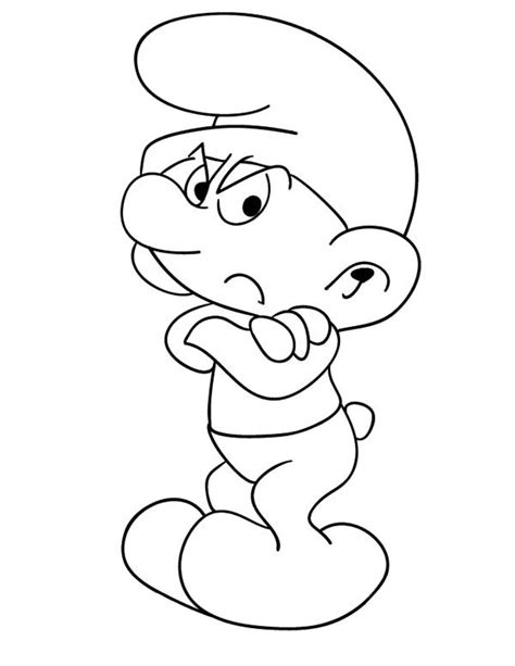 grouchy smurf   smurf coloring page kids play color