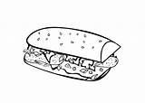 Sandwich Coloring Pages Cartoon Food Sub Color Colouring Clipart Clip Printable Sandwiches sketch template