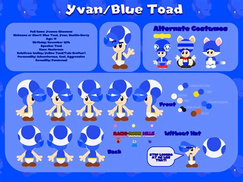 Yvanne Kinomono Rachivesre Au Blue Toad ~ Character And Ref Sheet By
