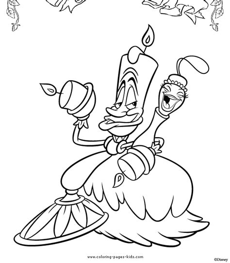 lumiere beauty   beast color page disney coloring pages color