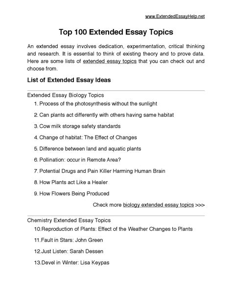 top  extended essay topics  extended essay issuu