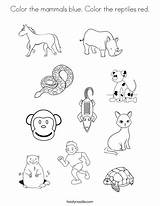 Mammals Coloring Reptiles Color Red Blue Kids Worksheet Pages Activities Preschool Worksheets Animals Reptile Twistynoodle Kindergarten Amphibians Classification California Animal sketch template