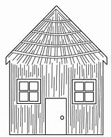 House Little Three Clipart Houses Pig Pigs Straw Stick Drawing Coloring Pages Template Colouring Clip Printable Cartoon Tree Cliparts Library sketch template