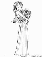 Principessa Colorkid Sposa Stampare Abito Cartoni Animati Magnifico Bellissimo sketch template