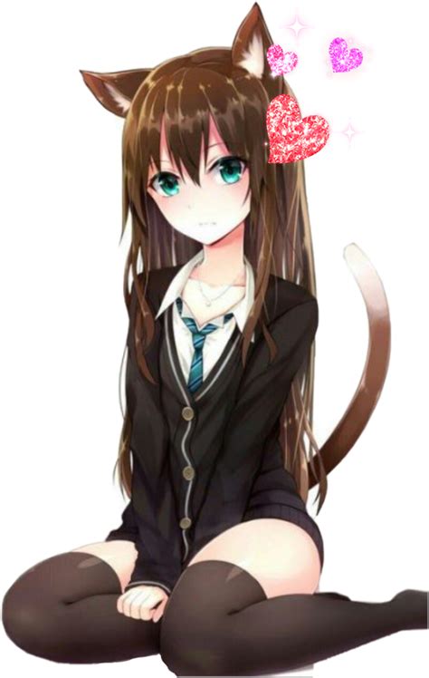 cat girl anime cute sticker by silvermoonblazealpha
